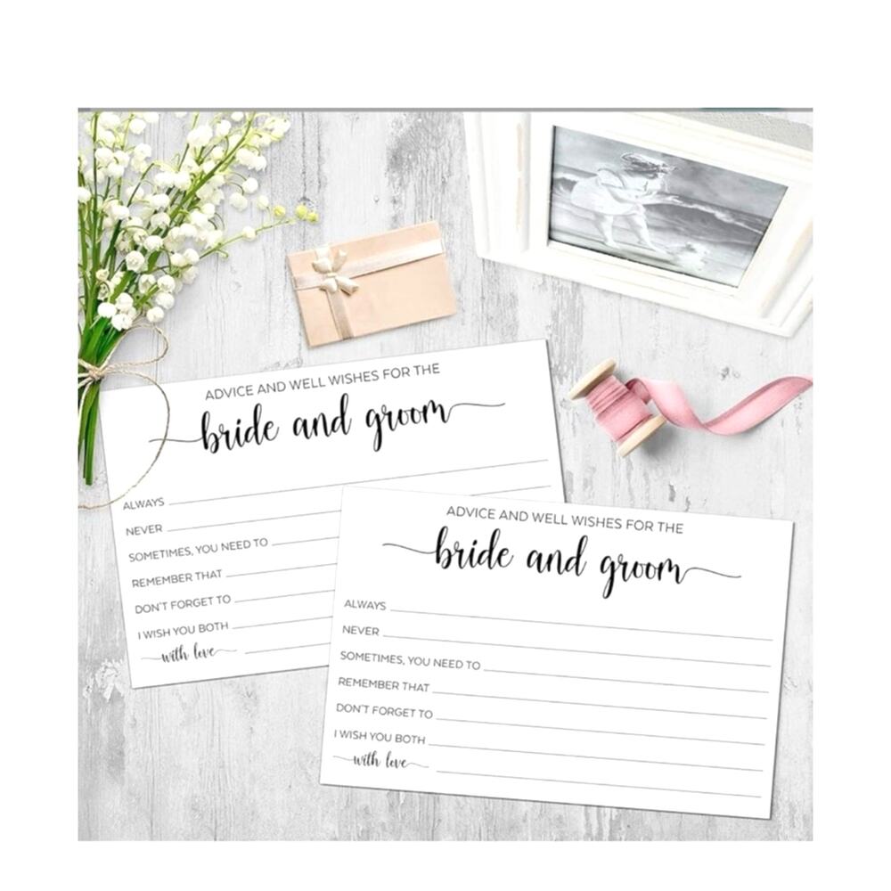 40 Elegant White Wedding Advice Cards Bridal Shower Guest Book Alternative